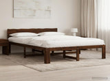Double Bed Frame with Headboard ROSTOCK Dark Brown 140 x 190 cm 903449