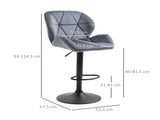 Adjustable Bar Stools Set of 2, Armless Upholstered Swivel Counter Chairs, Barstools with Back, T3398P344427
