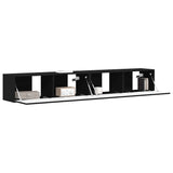 TV Wall Cabinet 2 pcs Black Engineered Wood 892232