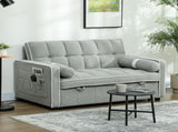 Two-Seater Linen-Look Sofa Bed - Light Grey T3398P377890
