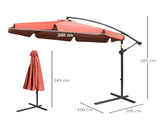 2.7m Garden Banana Parasol Cantilever Umbrella with Crank Handle and Cross Base for Outdoor, Hanging T3398P323920