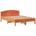 ZNTS Bookcase Bed without Mattress Wax Brown 135x190cm Solid Wood Pine 3323076