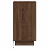 Bedside Cabinet with LED Lights Brown Oak 38x34x65 cm 861307