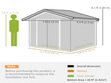 7 x 4ft Metal Garden Shed, Outdoor Storage Tool House with Ventilation Slots, Foundation Kit and T3398P313534