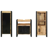 Bathroom Furniture Set 3 pcs Brown and Black Solid Mango Wood 3305620