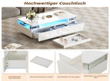 High Gloss Table with 2 drawer, LED lights, pull-out tray, Centre Table, Sofa Side Table, N605P388084W