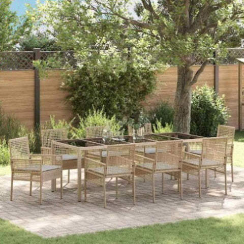 Garden Dining Set 9 pcs Beige Poly rattan 3334885