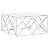 ZNTS Coffee Table Silver 80x80x40 cm Stainless Steel and Glass 349971