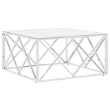 Coffee Table Silver 80x80x40 cm Stainless Steel and Glass 349971