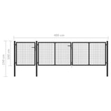 Garden Gate Steel 400x100 cm Anthracite 144329