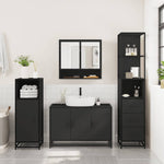 ZNTS 3 Piece Bathroom Furniture Set Black Engineered Wood 3301160