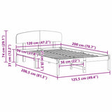 Bed Frame with Headboard Wax Brown 120 x 200 cm Solid Pine Wood 872067