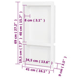 Shower Niche with 2 Compartments High Gloss White 41x69x9 cm 151398