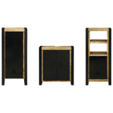 Bathroom Furniture Set with Shelf 3 pcs Brown Solid Mango Wood 3305630