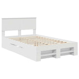 Bed Frame with Headboard White 137 x 203 cm Engineered Wood 3408767