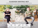 3 Pieces Outdoor Bistro Set, Glass Top Outdoor Table and 2 Folding Chairs with Protecting Feet, T3398P328516