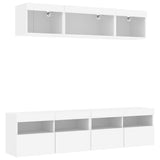 5 Piece TV Wall Units with LED White Engineered Wood 3216718