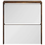 Shoe Cabinet with Mirror 2-Layer Smoked Oak 63x17x67 cm 342632