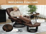 Faux Leather 135&deg Reclining Chair and Footstool - Brown T3398P377952