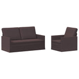 Sofa Set 2 pcs Dark Brown Fabric 3433152