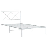 Metal Bed Frame without Mattress with Headboard White 100x200cm 376546