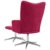 Relaxing Chair with a Stool Wine Red Velvet 328133