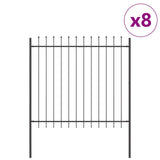 Garden Fence 8 pcs Grey 13.6 x 1.5 m Powder-coated Steel 3334152