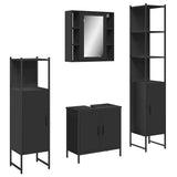 4 Piece Bathroom Cabinet Set Black Engineered Wood 3214770