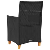Garden Chairs with Cushions 2 pcs Black Poly Rattan&Solid Wood 368717