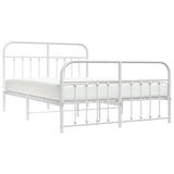 Metal Bed Frame without Mattress with Footboard White 150x200cm 352647