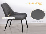 Set Of 2 Quilted PU Leather Dining Chairs with Metal Frame 4 Legs Foot Caps Home Seating Modern T3398P328161