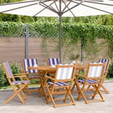 Folding Garden Chairs 6 pcs Blue and White Fabric and Solid Wood 3214590