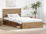 Bed Frame Artisian Oak 100 x 200 cm Solid Pine Wood 3411054