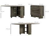 Folding Dining Table, Drop Leaf Table with 2-Tier Shelves, Rolling Casters, for Small Spaces, T3398P343160