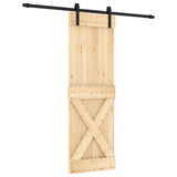 Sliding Door Natural and Black 70 x 210 cm Solid Pine Wood 3444923