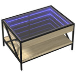 ZNTS Coffee Table with Infinity LED Sonoma Oak 70x50x38 cm 847703