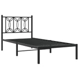 Metal Bed Frame without Mattress with Headboard Black 75x190cm 376118