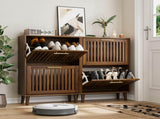 60cm walnut shoe cabinet, medieval modern independent shoe cabinet, fence shoe cabinet with 2 flip W6296P537615