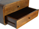 Solid Wood Floating Curved Chestnut Bedside, 2 Drawers, Dark Brown B2743P403237
