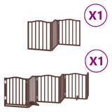 Dog Gate with Door Foldable 9 Panels Brown 450 cm Poplar Wood 3155603