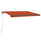Manual Retractable Awning with LED 450x300 cm Orange and Brown 3069765