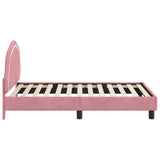 Children's Bed Frame with Headboard Pink 80 x 160 cm Velvet 42010904