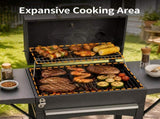 110 x 45 x 102 cm Black Cart-Style Charcoal Grill with 2 Side Tables 700&degC High-Temperature 45835967