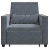 Pull out Sofa Bed Single Dark grey 90 x 165 x 87 cm Velvet 42002698