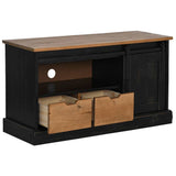 TV Cabinet HALDEN with Sliding Door Black 110x40x60 cm Solid Wood 4018412