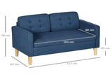 Modern Loveseat Sofa, Compact 2 Seater Sofa with Hidden Storage, 117cm Tufted Cotton Couch with Wood T3398P344634