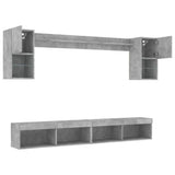 6 Piece TV Wall Units with LED Concrete Grey Engineered Wood 3216689