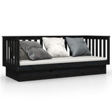 Day Bed without Mattress Black 75x190 cm Small Single Solid Wood Pine 821578
