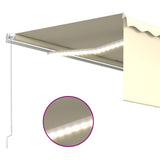 Manual Awning with Solar LED 4 x 3 m Cream 100% Polyester 3069302