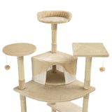 Cat Tree with Sisal Scratching Posts 203 cm Beige and White 170527